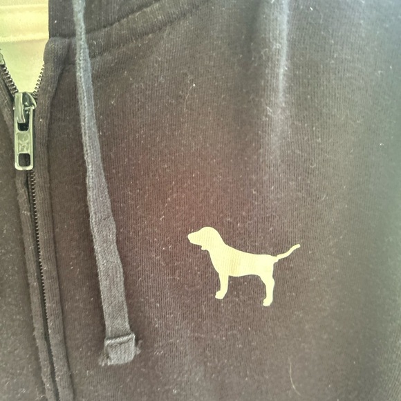 Victoria Secret-pink Black Zip-Up Hoodie. Size large - Picture 3 of 6